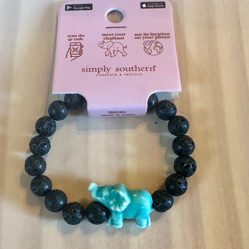 Black Lava Bead Elephant Tracking Bracelet